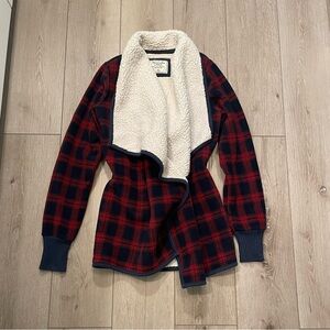 Abercrombie & Fitch Buffalo Plaid Fleece Sherpa Lined Cardigan Women Medium